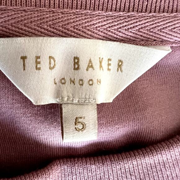 Ted Baker Sweater Women 5 Modal Pink Ruffle Elegant Designer Soft Winter Fall - Picture 4 of 11